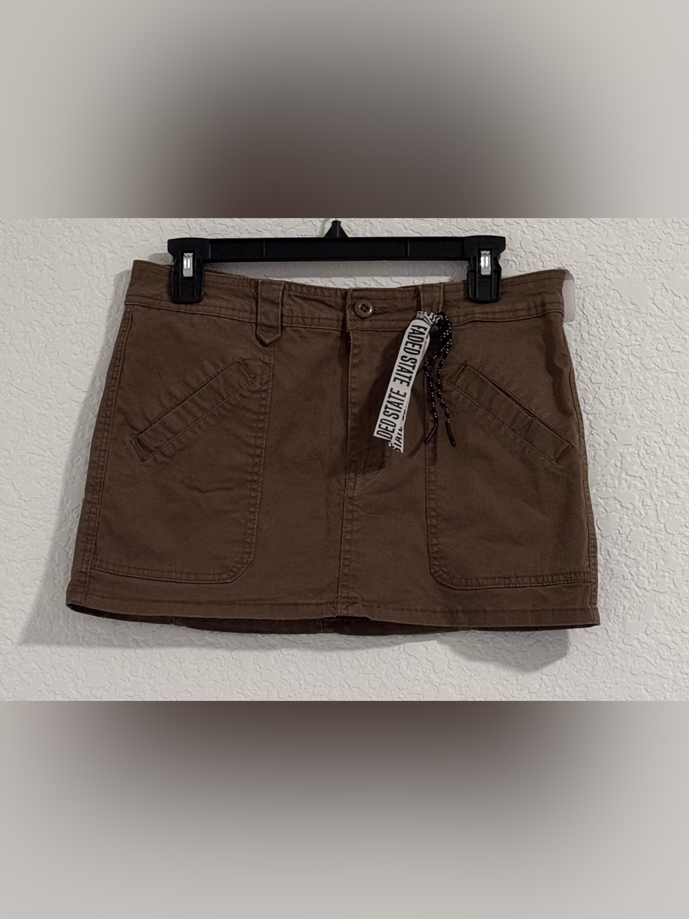Y2K Brown Mini Skirt with Utility Pockets